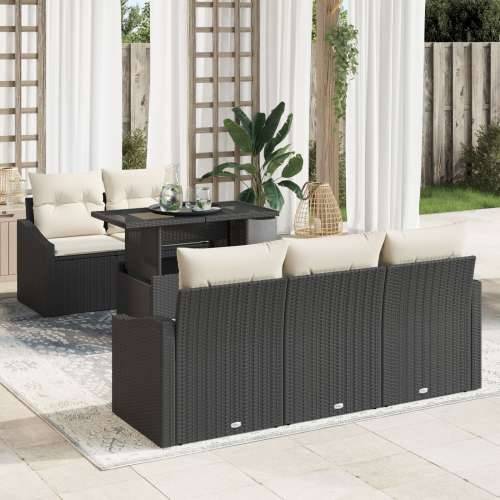 set od 6 komada vrtnih sofa s jastučićima Crni poli ratan Cijena