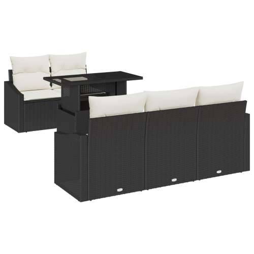 set od 6 komada vrtnih sofa s jastučićima Crni poli ratan Cijena