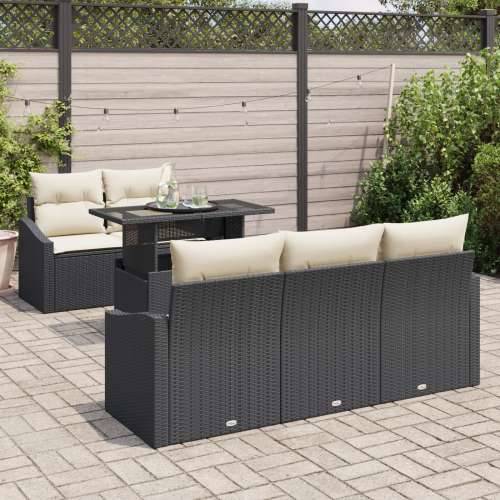 set od 6 komada vrtnih sofa s jastučićima Crni poli ratan Cijena