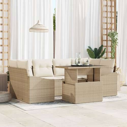 Set od 7 komada Vrtnih Sofa s Jastučićima Bež Poli Ratan Cijena
