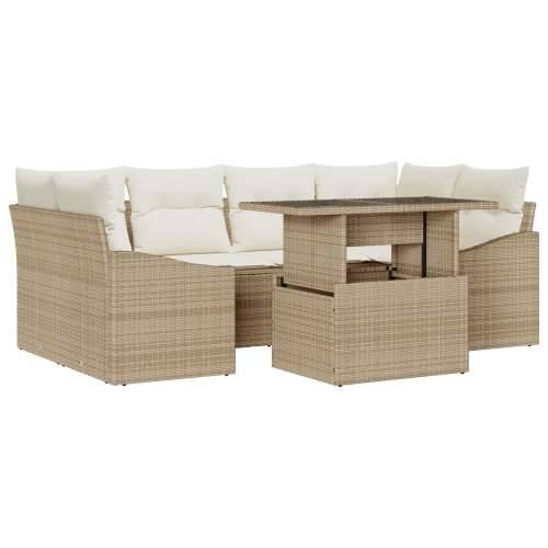 Set od 7 komada Vrtnih Sofa s Jastučićima Bež Poli Ratan Cijena