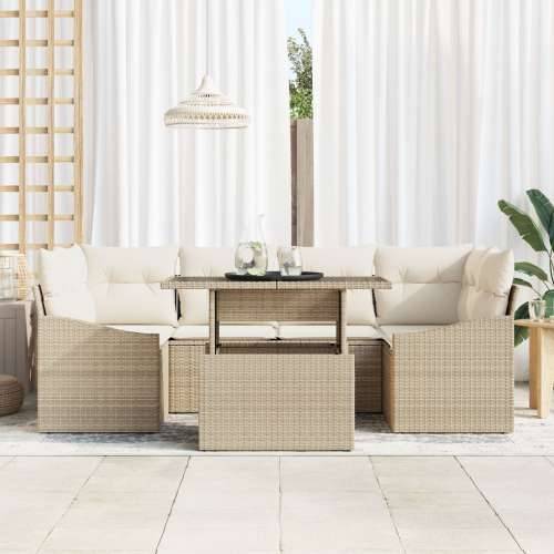 Set od 7 komada Vrtnih Sofa s Jastučićima Bež Poli Ratan Cijena
