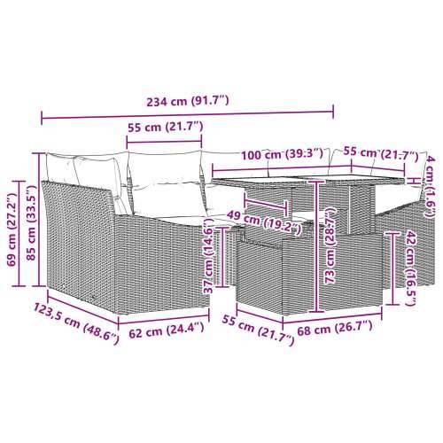 Set od 7 komada Vrtnih Sofa s Jastučićima Bež Poli Ratan Cijena