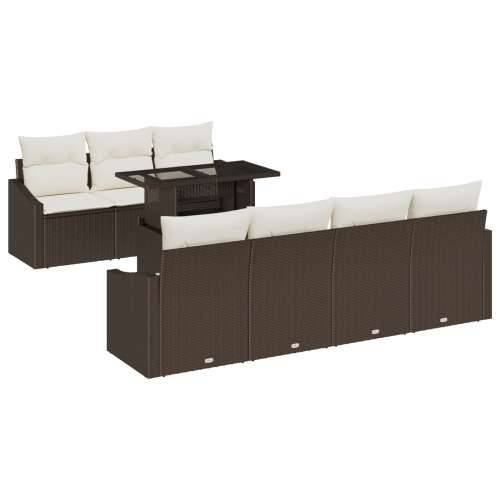 set od 8 vrtnih sofa s jastučićima smeđa poli ratan Cijena
