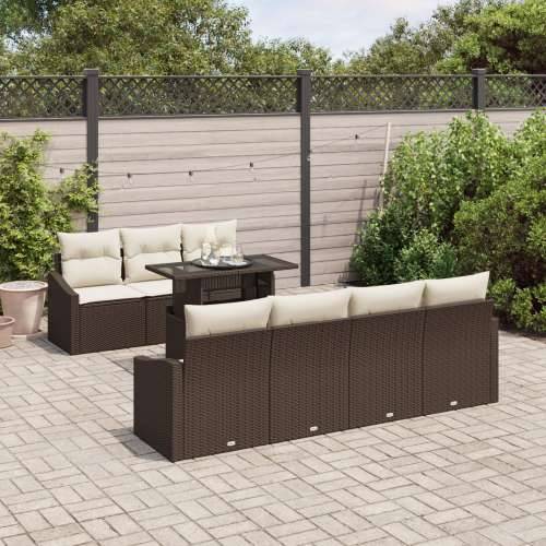 set od 8 vrtnih sofa s jastučićima smeđa poli ratan Cijena