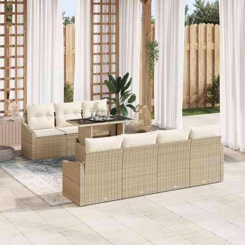 set od 8 komada vrtnih sofa s jastucima bež poli ratan Cijena