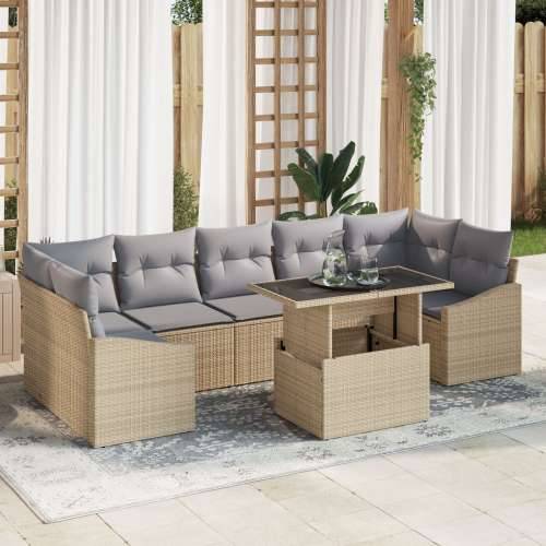Vrtna garnitura - 8-dijelni set vrtnih sofa s jastucima Bež Poli Ratan Cijena