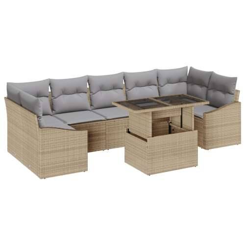 Vrtna garnitura - 8-dijelni set vrtnih sofa s jastucima Bež Poli Ratan Cijena
