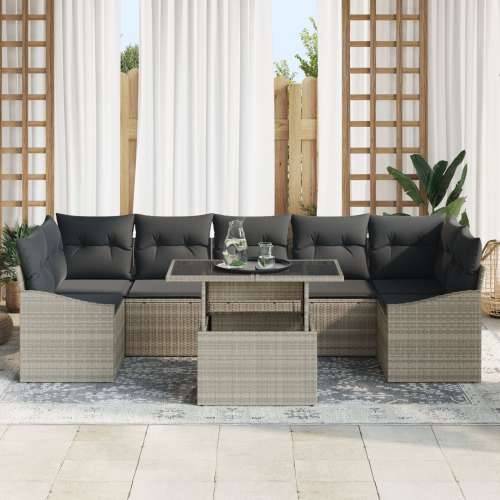 set od 8 vrtnih sofa s jastučićima svijetlo siva poli ratan Cijena
