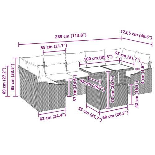 set od 8 vrtnih sofa s jastučićima svijetlo siva poli ratan Cijena