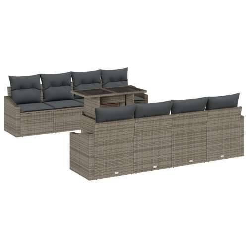 set vrtnih sofa od 9 komada s jastučićima siva poli ratan Cijena