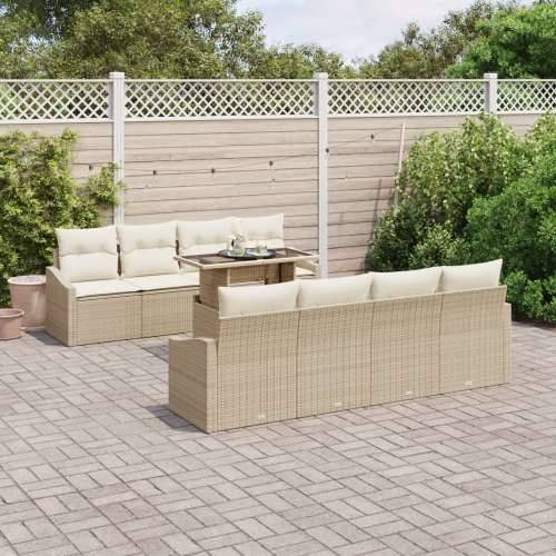 9-dijelni vrtni sofa set s jastucima bež poli ratan Cijena