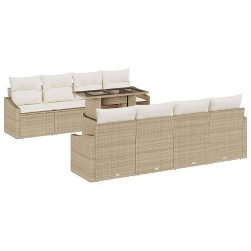 9-dijelni vrtni sofa set s jastucima bež poli ratan Cijena