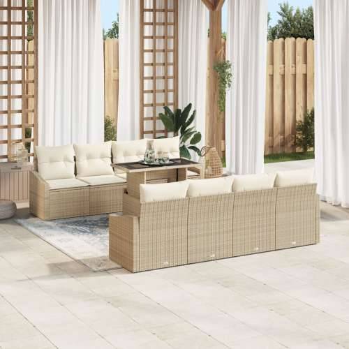 9-dijelni vrtni sofa set s jastucima bež poli ratan Cijena