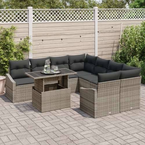 set od 9 dijelova vrtnih sofa s jastučićima siva poli ratan Cijena
