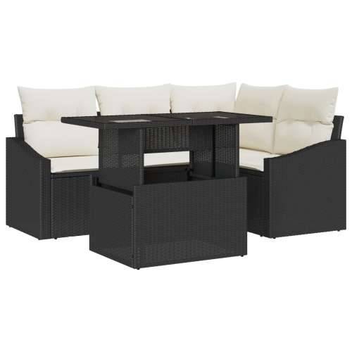 Set od 5 Vrtnih Sofas s Jastucima Crni Poli Ratan Cijena