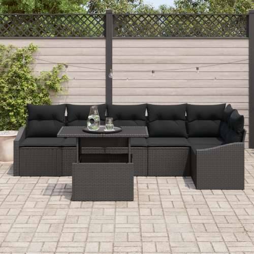 Set od 7 komada vrtne sofe s jastucima Crni Poli Ratan Cijena