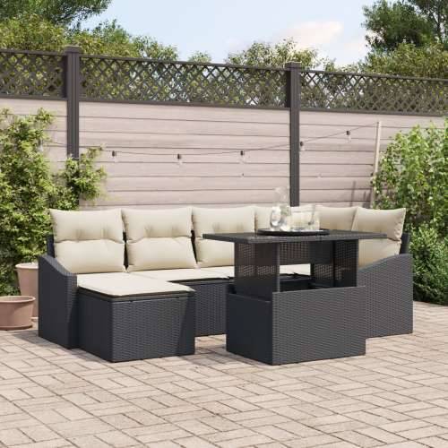 Set od 7 vrtnih sofa s jastučićima Crni Poli ratan Cijena