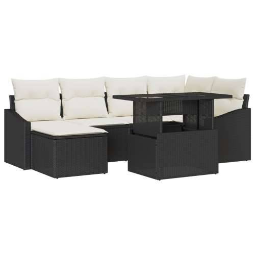 Set od 7 vrtnih sofa s jastučićima Crni Poli ratan Cijena
