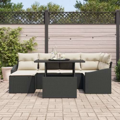 Set od 7 vrtnih sofa s jastučićima Crni Poli ratan Cijena