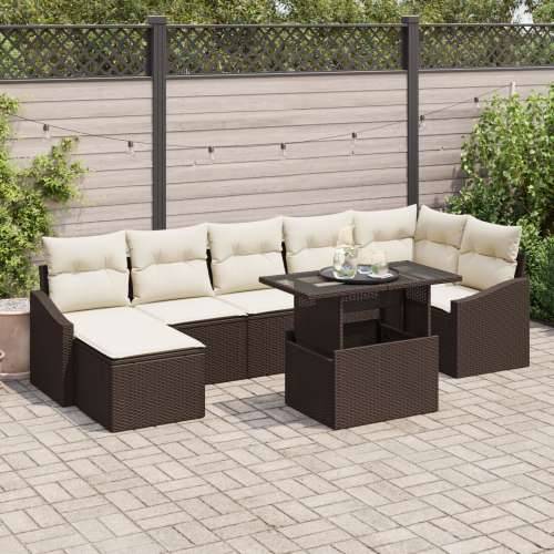 8 komadni vrtni sofa set s jastučićima smeđi poli ratan Cijena