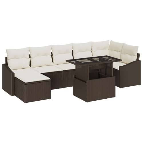 8 komadni vrtni sofa set s jastučićima smeđi poli ratan Cijena