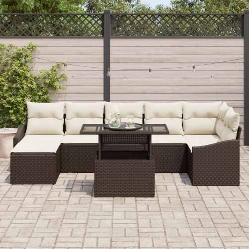 8 komadni vrtni sofa set s jastučićima smeđi poli ratan Cijena