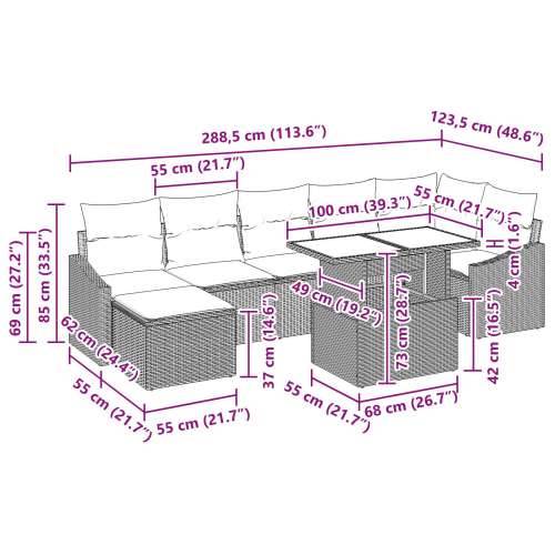 8 komadni vrtni sofa set s jastučićima smeđi poli ratan Cijena