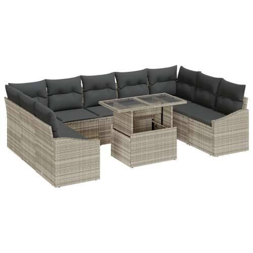 set od 10 komada vrtnih sofa s jastučićima svijetlo siva poli ratan Cijena