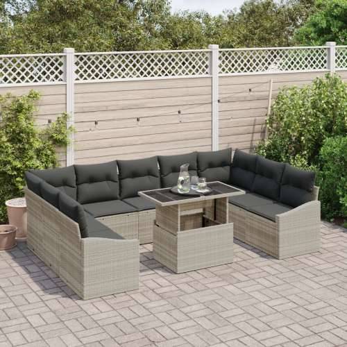 set od 10 komada vrtnih sofa s jastučićima svijetlo siva poli ratan Cijena