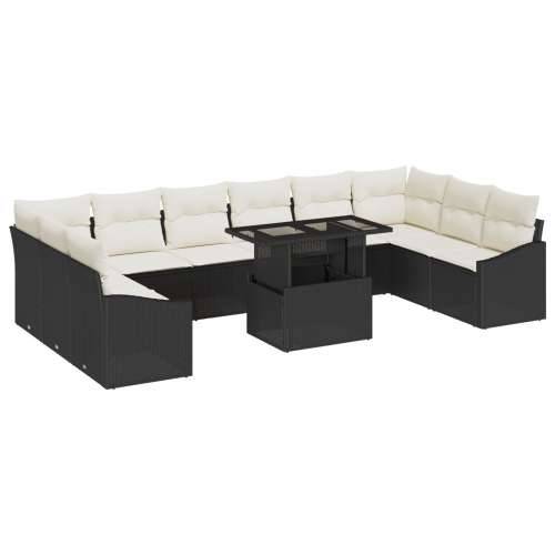 11-dijelni vrtni sofa set s jastučićima crnog poliratana Cijena