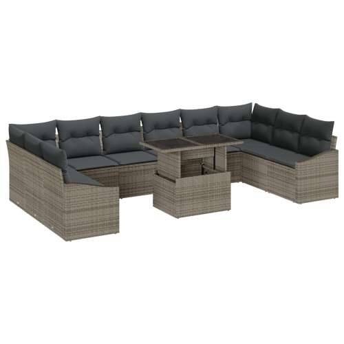 Set od 11 Vrtnih Sofa s Jastučićima Siva Poli Rattan Cijena