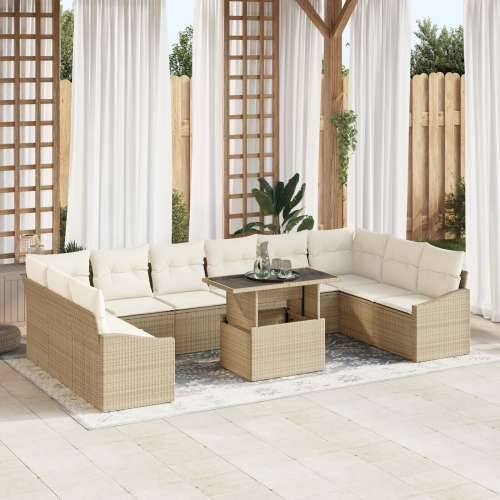 set od 11 vrtnih sofa s jastucima bež poli ratan Cijena