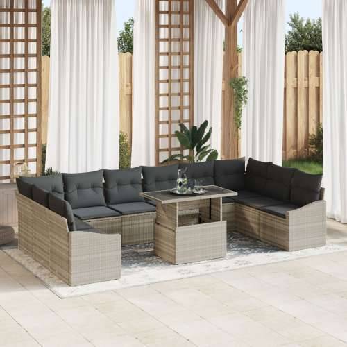 11 komada vrtni sofa set s jastučićima svijetlosivi poli ratan Cijena