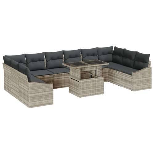 11 komada vrtni sofa set s jastučićima svijetlosivi poli ratan Cijena