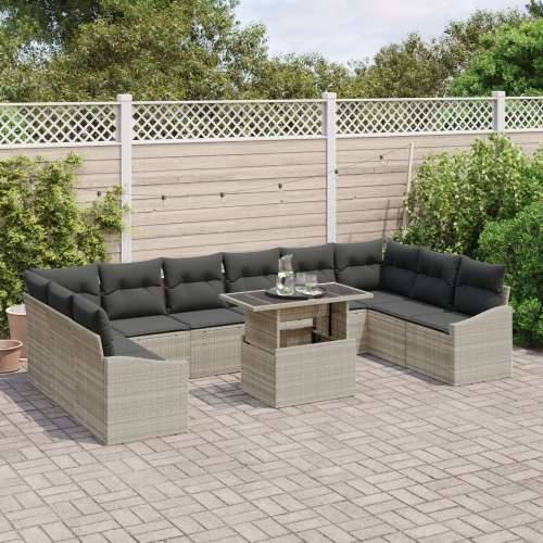 11 komada vrtni sofa set s jastučićima svijetlosivi poli ratan Cijena