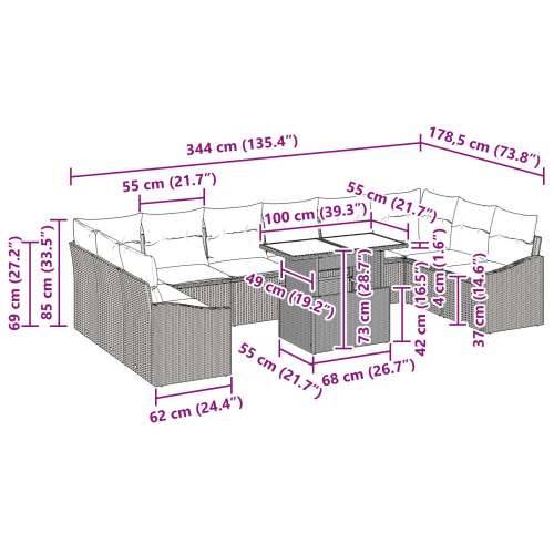 11 komada vrtni sofa set s jastučićima svijetlosivi poli ratan Cijena