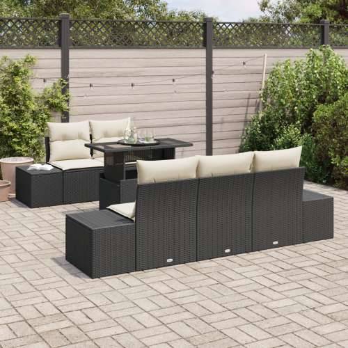 set od 6 komada vrtnih sofa s jastučićima crni poliratan Cijena