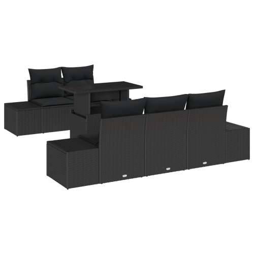 6-dijelni vrtni sofa set s jastučićima crni poli ratan Cijena
