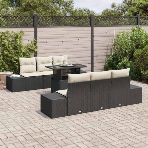 set vrtnih sofa od 7 dijelova s jastučićima, crni poli ratan Cijena