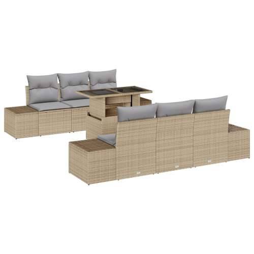 7-dijelni vrtni set sofa s jastučićima bež poliratan Cijena