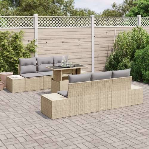 7-dijelni vrtni set sofa s jastučićima bež poliratan Cijena