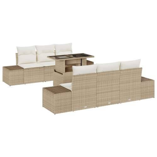 set od 7 vrtnih sofa s jastučićima bež poli ratan Cijena