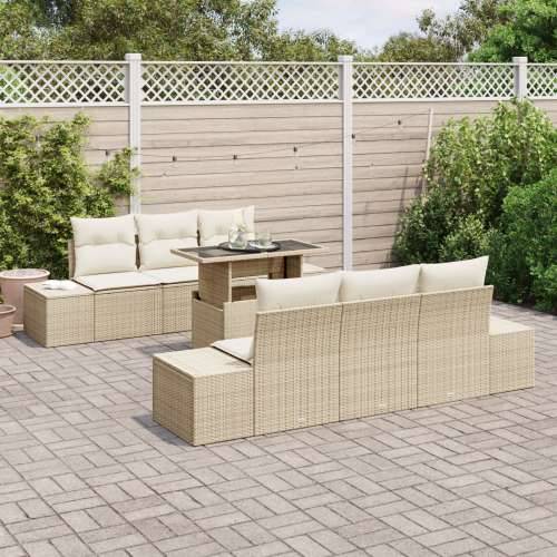 set od 7 vrtnih sofa s jastučićima bež poli ratan Cijena