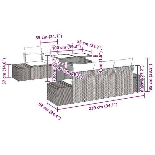 set od 7 vrtnih sofa s jastučićima bež poli ratan Cijena