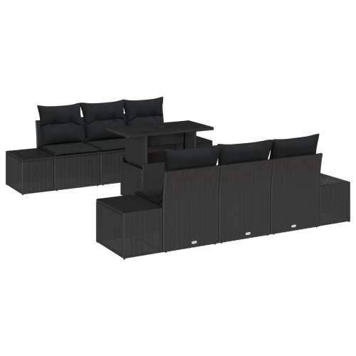 7-dijelni vrtni set sofa s jastučićima crni poli ratan Cijena