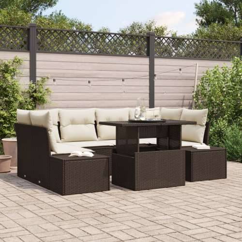 7-dijelni Vrtni Sofa Set s Jastučićima Smeđa Poli Ratan Cijena
