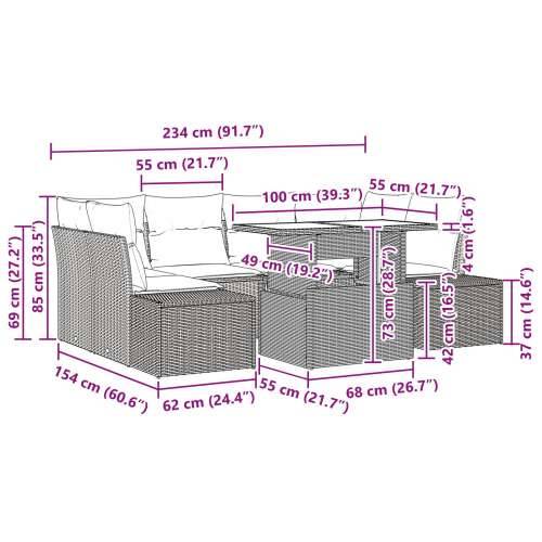 7-dijelni Vrtni Sofa Set s Jastučićima Smeđa Poli Ratan Cijena