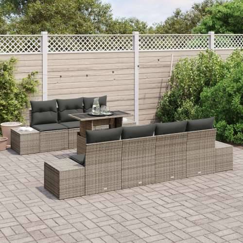 Set od 8 Vrtnih Sofa s Jastučićima Siva Poli Ratan Cijena