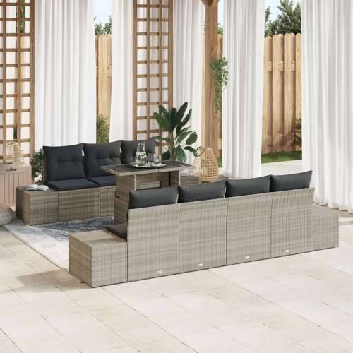 Set vrtnih sofa s jastučićima od 8 dijelova svijetlo sive poli rattan Cijena